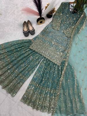 pastel green sharara set 1