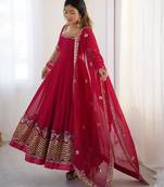 Georgette pink anarkali gown