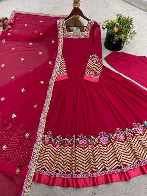 Georgette pink anarkali gown 4