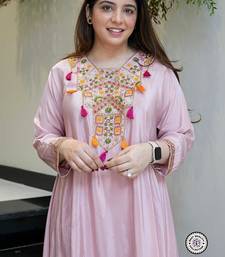 French crepe dusty rose embroidered palazzo set