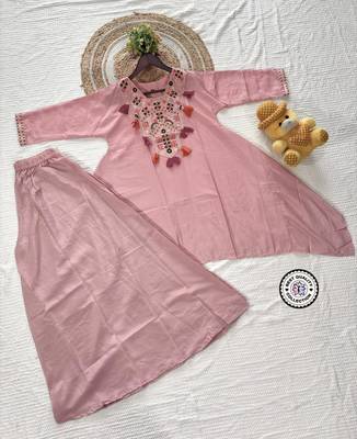 French crepe dusty rose embroidered palazzo set 3