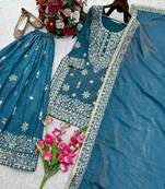 Teal heavily embellished sharara