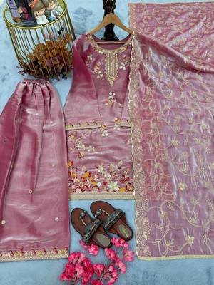 onion pink embroidered palazzo suit 2