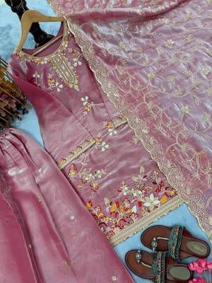 onion pink embroidered palazzo suit 3