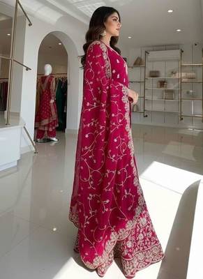 rani pink embroidered palazzo set 2