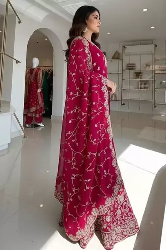 rani pink embroidered palazzo set