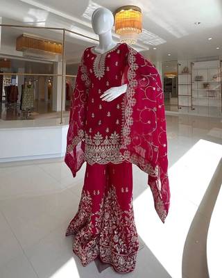rani pink embroidered palazzo set 3