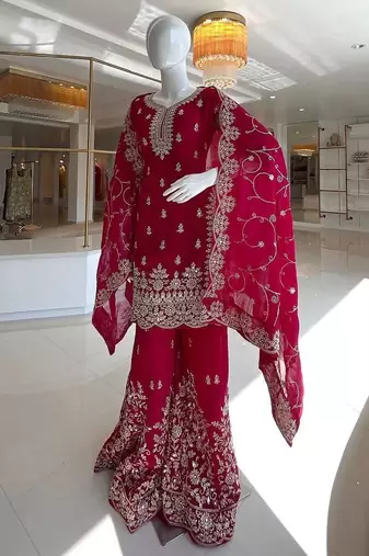 rani pink embroidered palazzo set