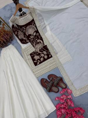 Organza Maroon & cream contrast palazzo set 3