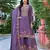 Purple chinon free size stitched plazzo suit with codding dori & sequence work