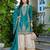Blue chinon free size stitched plazzo suit with codding dori & sequence work