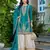 Blue chinon free size stitched plazzo suit with codding dori & sequence work
