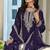 Violet chinon free size stitched plazzo suit with codding dori & sequence work