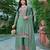 Sea green chinon free size stitched plazzo suit with codding dori & sequence work