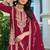 Maroon chinon free size stitched plazzo suit with codding dori & sequence work