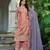 Peach shimmer free size stitched plazzo suit with codding dori & sequence work