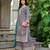 Grey shimmer free size stitched plazzo suit with codding dori & sequence work