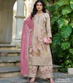 Cream shimmer free size stitched plazzo suit with codding dori & sequence work