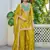 Mustard chinon free size stitched plazzo suit with dhaga & sequence work