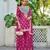 Hot pink chinon free size stitched plazzo suit with dhaga & sequence work