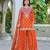 Orange chinon free size stitched plazzo suit with dhaga & sequence work