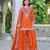 Orange chinon free size stitched plazzo suit with dhaga & sequence work