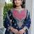 Navy chinon free size stitched plazzo suit with dhaga & sequence work