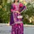 Purple chinon free size stitched plazzo suit with digital printed & hand work