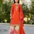 Orange chinon free size stitched plazzo suit with codding dori & sequence work