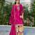Hot pink chinon free size stitched plazzo suit with codding dori & sequence work