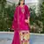 Hot pink chinon free size stitched plazzo suit with codding dori & sequence work