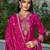 Hot pink chinon free size stitched plazzo suit with codding dori & sequence work