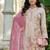 Cream shimmer free size stitched plazzo suit with codding dori & sequence work