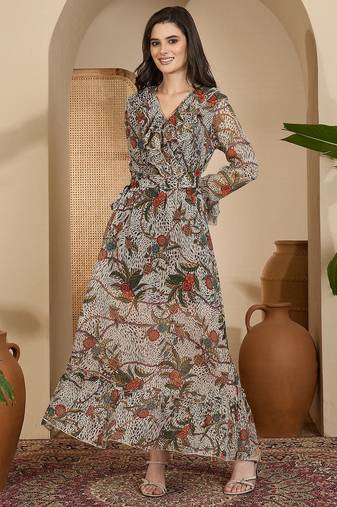 Women's chiffon printed maxi dress