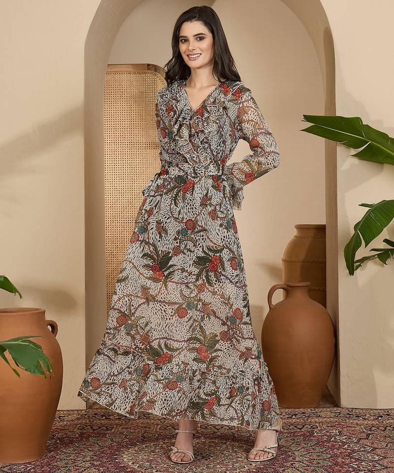 Women's chiffon printed maxi dress