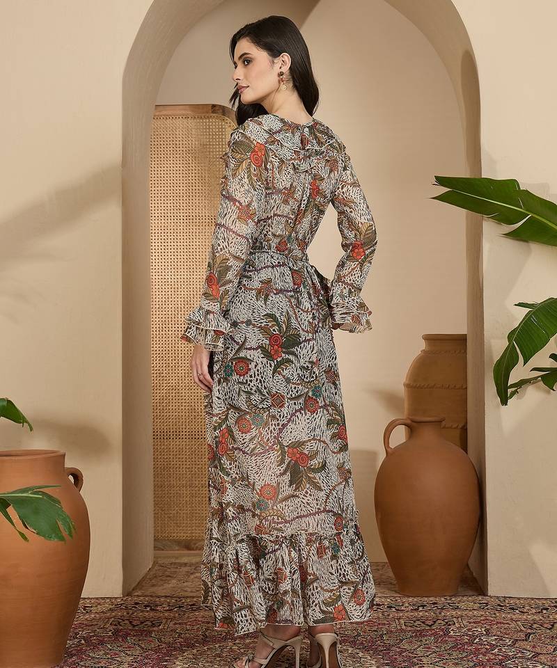 Women's chiffon printed maxi dress