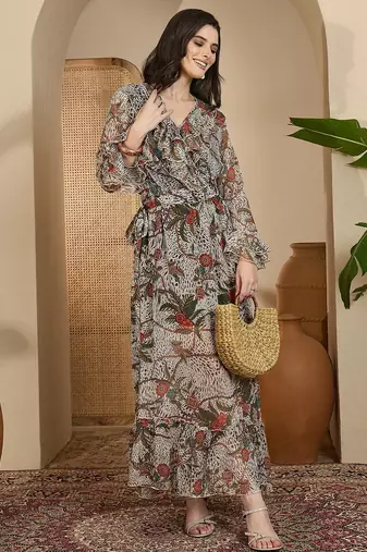 Women's chiffon printed maxi dress