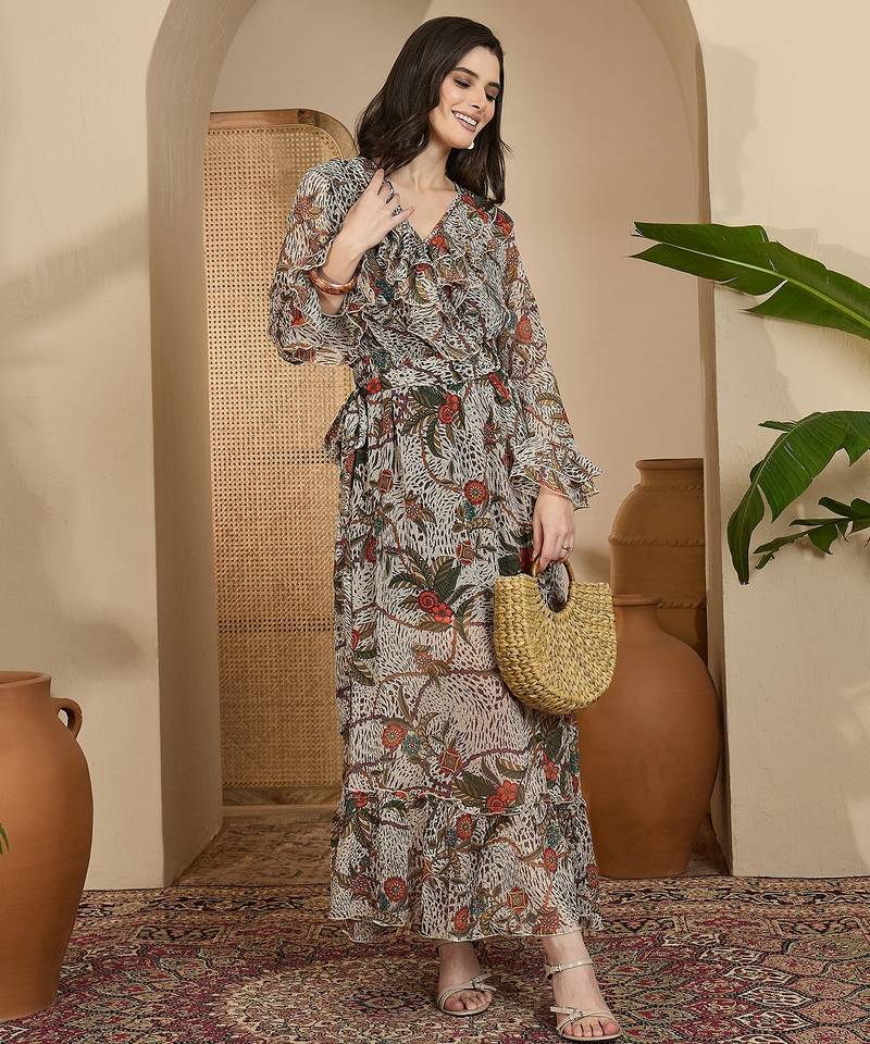 Women's chiffon printed maxi dress