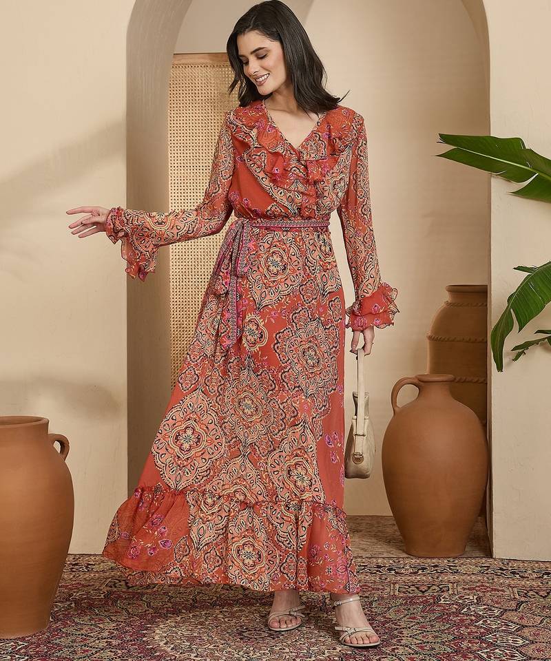 Women's chiffon printed maxi dress