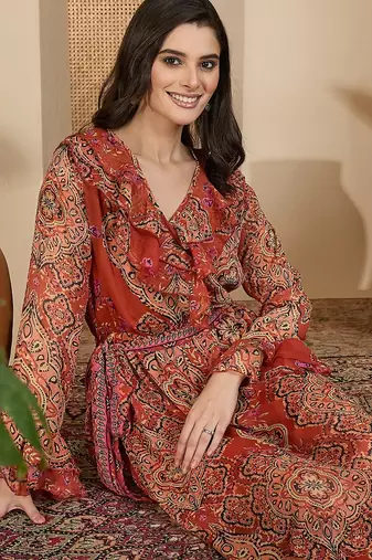 Women's chiffon printed maxi dress