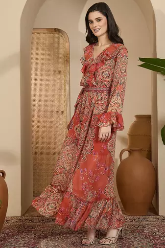 Women's chiffon printed maxi dress