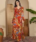 Women's chiffon printed maxi dress