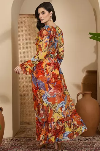 Women's chiffon printed maxi dress