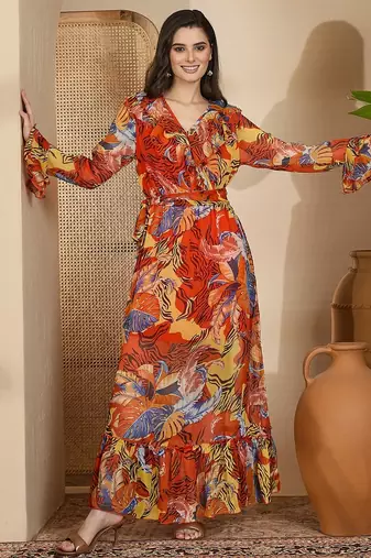 Women's chiffon printed maxi dress
