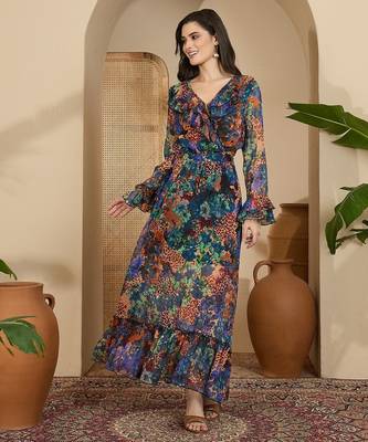 Women's chiffon printed maxi dress 1