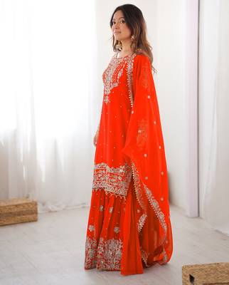 Embroidery Work Sharara Suit Set  1