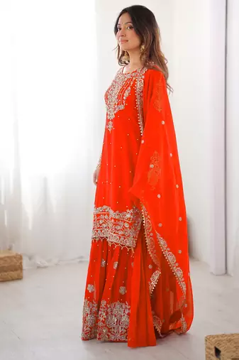 Embroidery Work Sharara Suit Set 