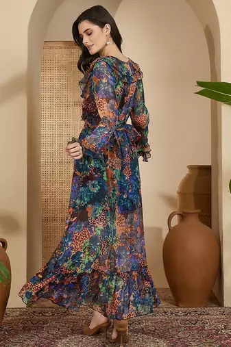 Women's chiffon printed maxi dress
