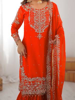 Embroidery Work Sharara Suit Set  4