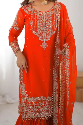 Embroidery Work Sharara Suit Set 